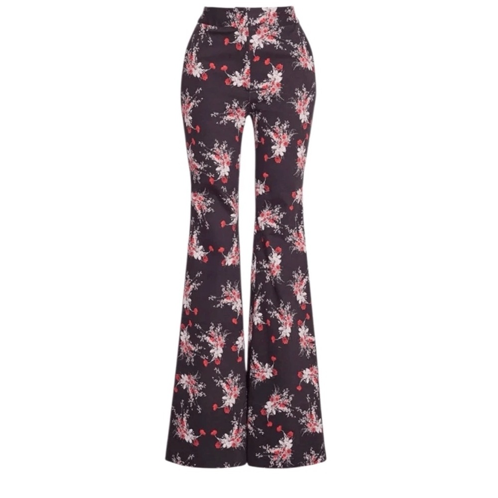 Adam Lippes WOMENS Black Floral Wide Leg Jeans size 2